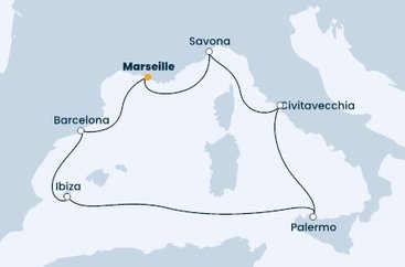 Francie, Španělsko, Itálie z Marseille na lodi Costa Toscana