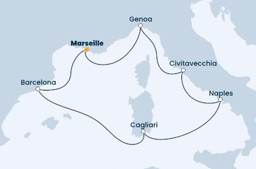 Francie, Španělsko, Itálie z Marseille na lodi Costa Smeralda