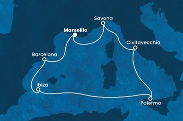 Francie, Španělsko, Itálie z Marseille na lodi Costa Toscana