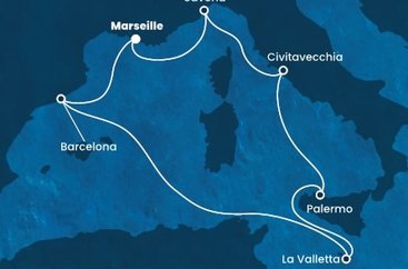 Francie, Itálie, Malta, Španělsko z Marseille na lodi Costa Fortuna