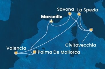 Francie, Španělsko, Itálie z Marseille na lodi Costa Pacifica