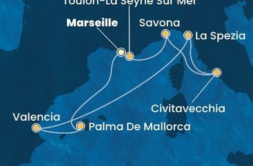 Francie, Španělsko, Itálie z Marseille na lodi Costa Pacifica