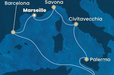 Francie, Španělsko, Malta, Itálie z Marseille na lodi Costa Pacifica