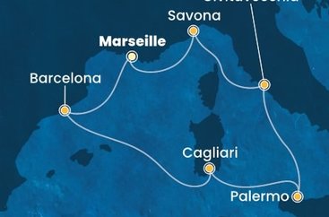 Francie, Španělsko, Itálie z Marseille na lodi Costa Smeralda