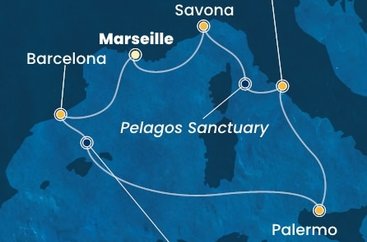Francie, Španělsko, Itálie z Marseille na lodi Costa Toscana