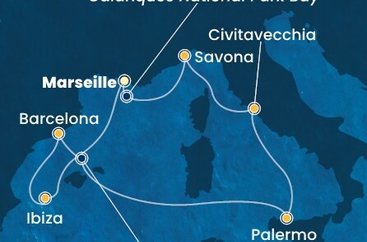 Francie, Španělsko, Itálie z Marseille na lodi Costa Smeralda