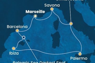 Francie, Španělsko, Itálie z Marseille na lodi Costa Smeralda
