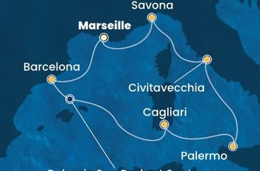 Francie, Španělsko, Itálie z Marseille na lodi Costa Smeralda