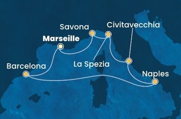 Francie, Španělsko, Itálie z Marseille na lodi Costa Toscana