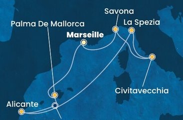 Francie, Španělsko, Itálie z Marseille na lodi Costa Pacifica