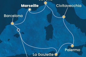 Francie, Španělsko, Tunisko, Itálie z Marseille na lodi Costa Pacifica
