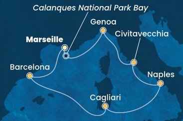 Francie, Španělsko, Sardinie, Itálie z Marseille na lodi Costa Toscana