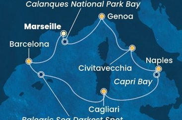 Francie, Španělsko, Sardinie, Itálie z Marseille na lodi Costa Toscana