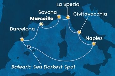 Francie, Španělsko, Itálie z Marseille na lodi Costa Toscana