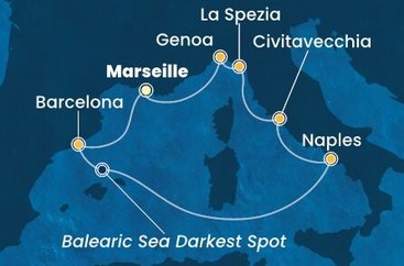 Francie, Španělsko, Itálie z Marseille na lodi Costa Toscana