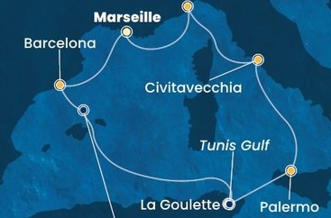 Francie, Španělsko, Tunisko, Itálie z Marseille na lodi Costa Smeralda Francie, Španělsko, Tunisko, Itálie z Marseille na lodi Costa Smeralda