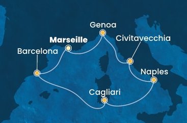Francie, Španělsko, Itálie z Marseille na lodi Costa Toscana