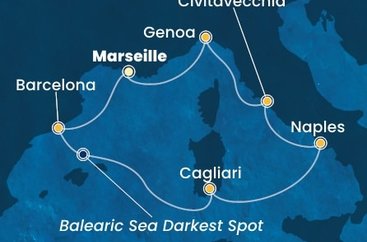 Francie, Španělsko, Itálie z Marseille na lodi Costa Toscana