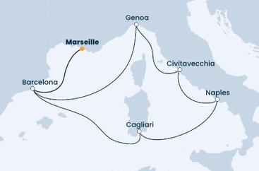 Francie, Španělsko, Itálie z Marseille na lodi Costa Toscana