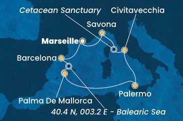 Francie, Španělsko, Itálie z Marseille na lodi Costa Smeralda