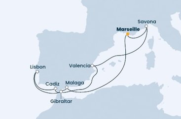 Francie, Španělsko, Portugalsko, Velká Británie, Itálie z Marseille na lodi Costa Fascinosa