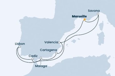Francie, Španělsko, Portugalsko, Itálie z Marseille na lodi Costa Fascinosa