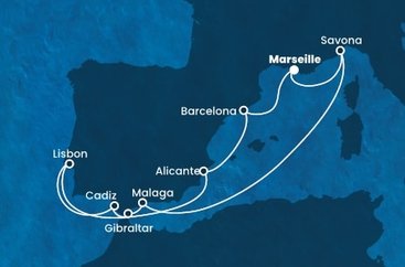 Francie, Itálie, Španělsko, Velká Británie, Portugalsko z Marseille na lodi Costa Fascinosa