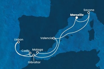 Francie, Velká Británie, Portugalsko, Španělsko, Itálie z Marseille na lodi Costa Favolosa
