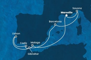 Francie, Itálie, Španělsko, Velká Británie, Portugalsko z Marseille na lodi Costa Diadema