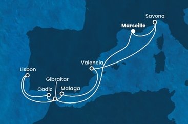 Francie, Velká Británie, Portugalsko, Španělsko, Itálie z Marseille na lodi Costa Favolosa
