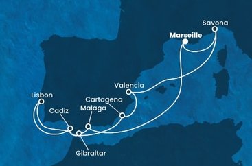 Francie, Španělsko, Velká Británie, Portugalsko, Itálie z Marseille na lodi Costa Favolosa