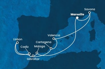 Francie, Španělsko, Velká Británie, Portugalsko, Itálie z Marseille na lodi Costa Favolosa