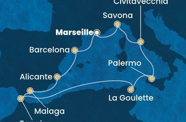 Francie, Španělsko, Maroko, Tunisko, Itálie z Marseille na lodi Costa Toscana