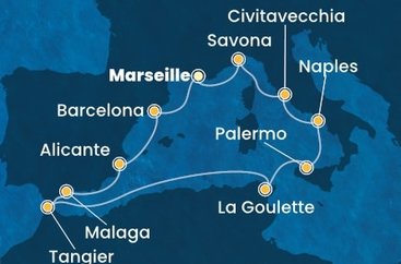 Francie, Španělsko, Maroko, Tunisko, Sicílie, Itálie z Marseille na lodi Costa Toscana