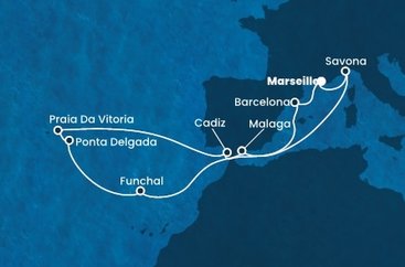 Francie, Itálie, Španělsko, Portugalsko z Marseille na lodi Costa Fascinosa