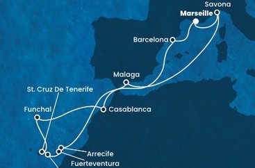 Francie, Itálie, Španělsko, Portugalsko, Maroko z Marseille na lodi Costa Fortuna