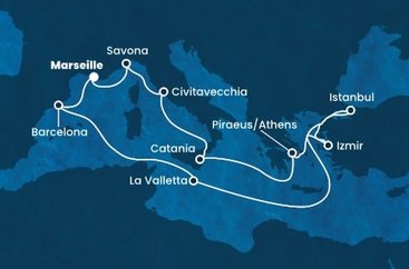 Francie, Itálie, Řecko, Turecko, Malta, Španělsko z Marseille na lodi Costa Diadema