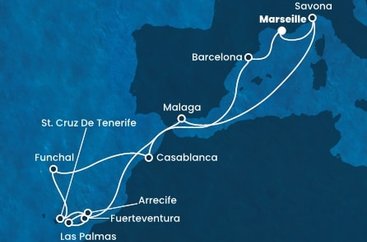 Francie, Itálie, Španělsko, Portugalsko, Maroko z Marseille na lodi Costa Fortuna