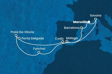 Francie, Itálie, Španělsko, Portugalsko z Marseille na lodi Costa Fortuna