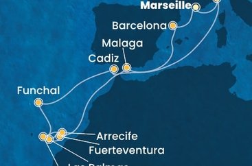 Francie, Itálie, Španělsko, Portugalsko z Marseille na lodi Costa Fortuna
