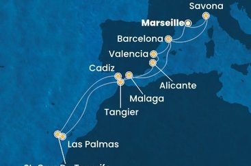Francie, Španělsko, Maroko, Itálie z Marseille na lodi Costa Toscana