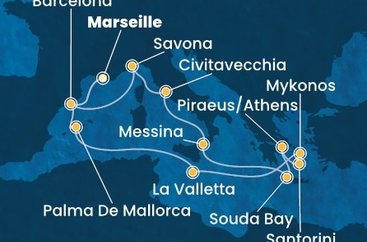 Francie, Španělsko, Malta, Řecko, Itálie z Marseille na lodi Costa Fascinosa