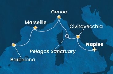 Itálie, Francie, Španělsko z Neapole na lodi Costa Smeralda