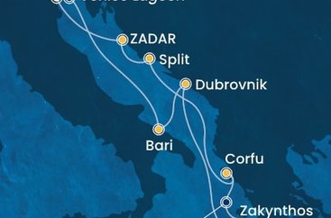Itálie, Chorvatsko, Řecko z Marghery na lodi Costa Deliziosa