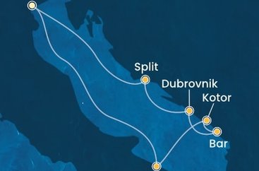 Itálie, Černá Hora, Chorvatsko z Marghery na lodi Costa Deliziosa