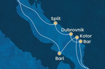 Itálie, Černá Hora, Řecko, Chorvatsko z Marghery na lodi Costa Deliziosa