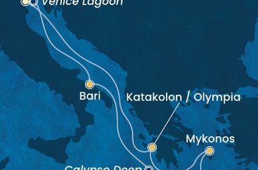 Itálie, Řecko z Marghery na lodi Costa Deliziosa