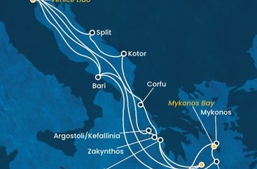 Itálie, Řecko, Černá Hora, Chorvatsko,  na lodi Costa Deliziosa