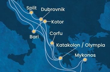 Itálie, Černá Hora, Řecko, Chorvatsko na lodi Costa Deliziosa