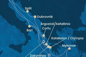 Itálie, Řecko, Chorvatsko z Marghery na lodi Costa Deliziosa